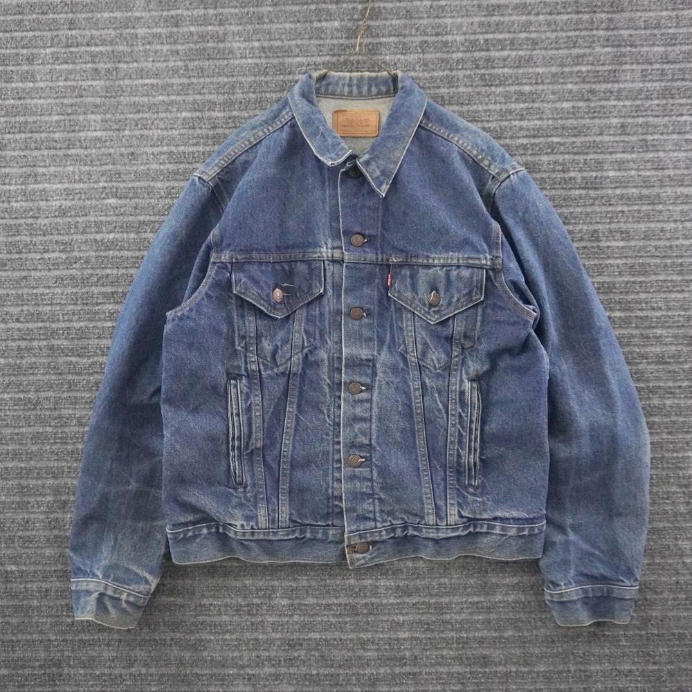 Vintage 80s Levi's 70506 Dark Fade Denim Trucker Jacket Men's 44 Blue 4-Pocket